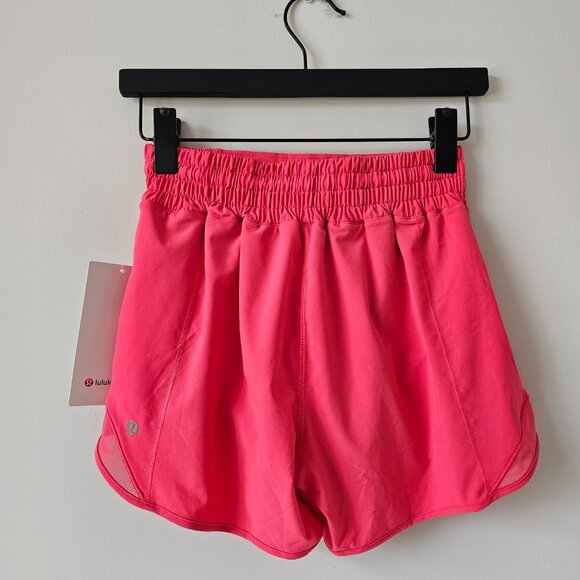 NWT LULULEMON GLZP Glaze Pink High Rise Lined 4" Hotty Hot Shorts 4 - Picture 4 of 8